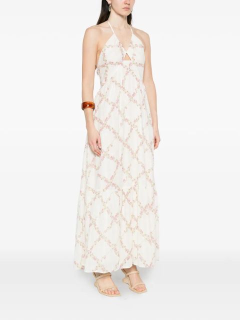 TWINSET floral halterneck maxi dress - White