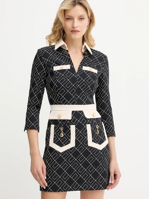 Elisabetta Franchi sukienka kolor czarny mini prosta ABS0156E2 - zdjęcie produktu nr 1