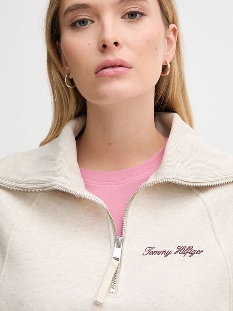 Tommy Hilfiger bluza damska kolor beżowy gładka WW0WW46632