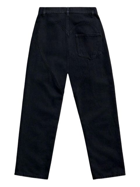 AREA crystal-flower jeans - Black