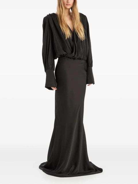 ROTATE BIRGER CHRISTENSEN chiffon long-sleeve maxi dress - Black