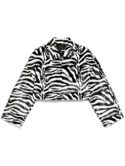 ROTATE BIRGER CHRISTENSEN zebra-print faux-fur jacket - Black