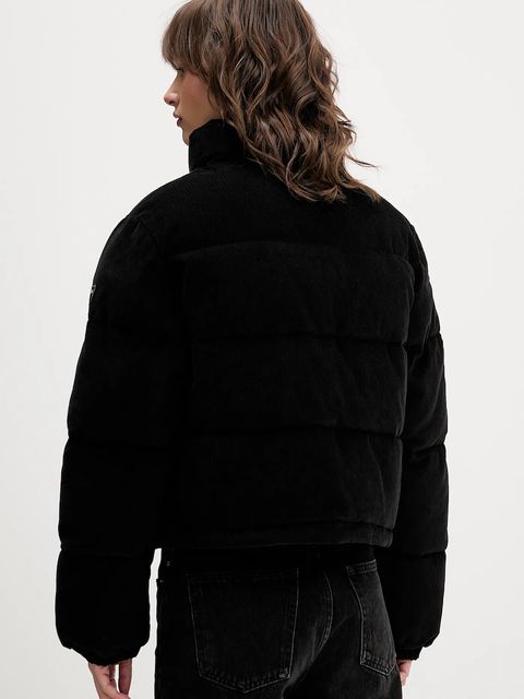 Guess Jeans kurtka sztruksowa kolor czarny zimowa W5BL17 W2061