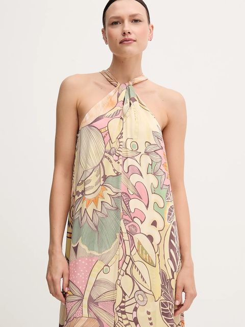 Sandro Ferrone sukienka kolor beżowy maxi rozkloszowana S18XBERANDOM