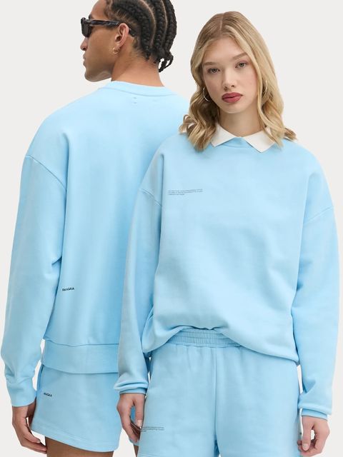 Pangaia bluza bawełniana kolor niebieski z nadrukiem - zdjęcie produktu nr 1