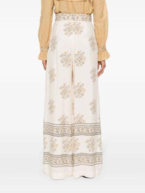 ZIMMERMANN Utility Dot Lemon-print wide trousers - Neutrals