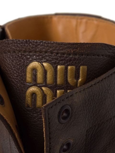 Miu Miu Leather Laced boots (35mm) - Brown