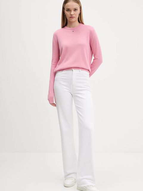 Tommy Jeans sweter bawełniany kolor różowy lekki DW0DW20159 - zdjęcie produktu nr 2
