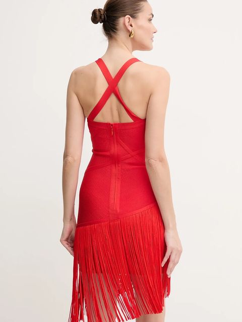 Herve Leger sukienka Josephine kolor czerwony mini dopasowana FRI8513807