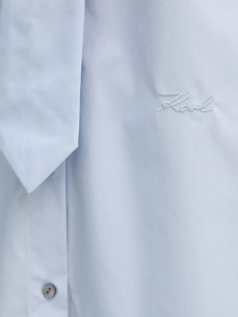 Karl Lagerfeld koszula bawełniana damska kolor niebieski relaxed z kołnierzykiem klasycznym B1W11002