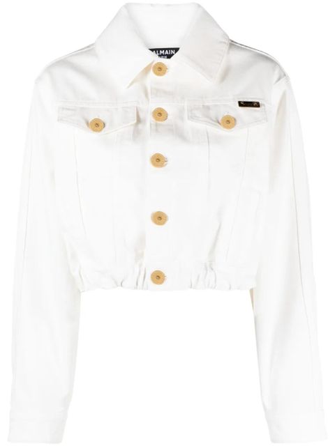 Balmain cropped denim jacket - White - zdjęcie produktu nr 1