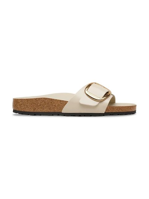 Birkenstock klapki na płaskim obcasie damskie skórzane Madrid Big Buckle - zdjęcie produktu nr 2