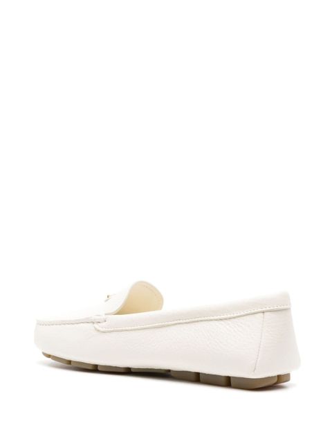 Prada logo-plaque leather loafers - White