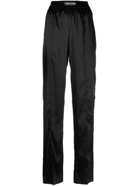 TOM FORD high-waisted straight-leg silk trousers - Black - zdjęcie produktu nr 1