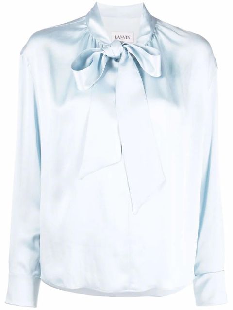 Lanvin ribbon-fastened silk blouse - Blue - zdjęcie produktu nr 1
