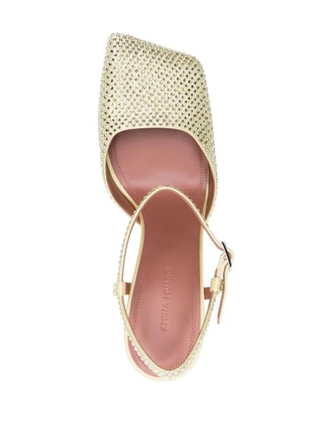 Amina Muaddi Charlotte 95mm crystal-embellished pumps - Yellow - zdjęcie produktu nr 2