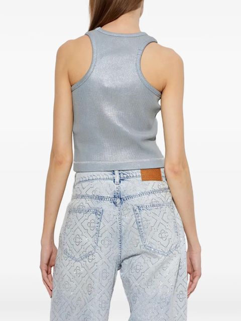 Casablanca ribbed-knit embroidered-logo top - Blue