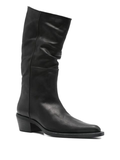 KHAITE 45mm Clive leather pointed-toe boots - Black