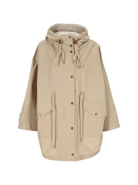 Moncler buttoned hooded drawstring coat - Neutrals - zdjęcie produktu nr 1