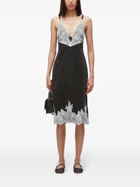 3.1 Phillip Lim lace-trim denim slip dress - Black
