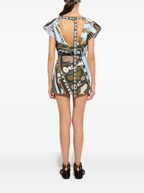 PUCCI Soleil print panama dress - Blue