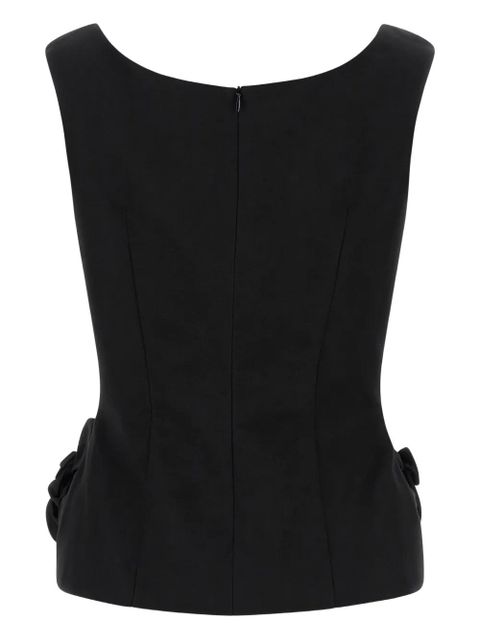 Magda Butrym floral-ruffle sleeveless top - Black
