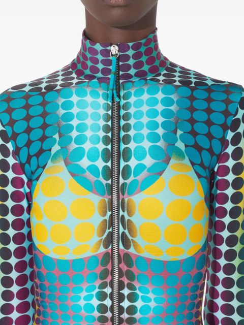 Jean Paul Gaultier high-neck dots-print midi dress - Blue