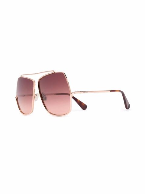 Max Mara Eyewear oversized geometric-frame pilot sunglasses - Gold - zdjęcie produktu nr 2