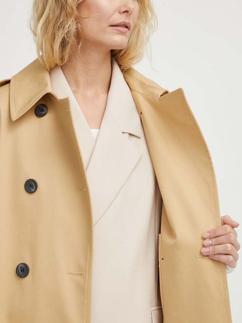 By Malene Birger płaszcz damski kolor beżowy przejściowy dwurzędowy