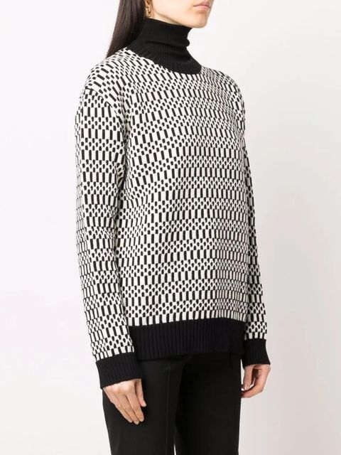 Jil Sander scarf-detail patterned jumper - White