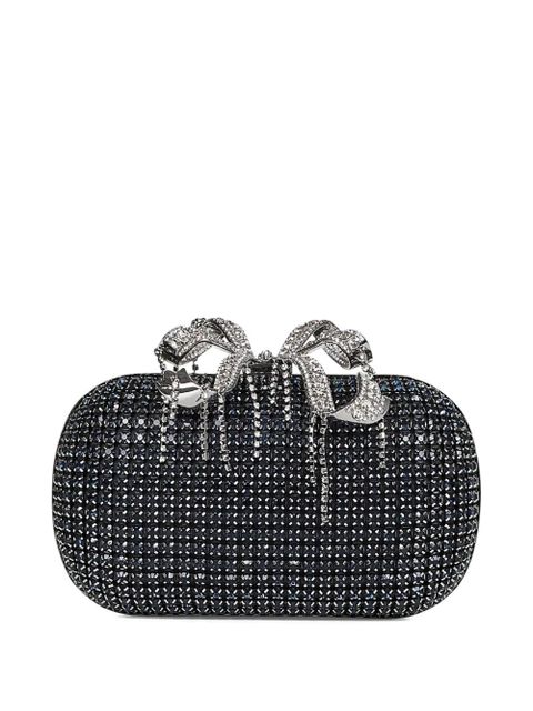 Self-Portrait crystal-embellished clutch bag - Blue