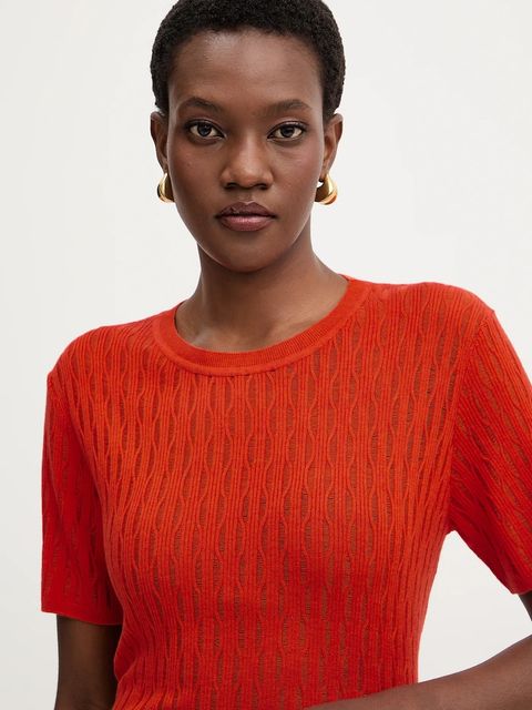 Patrizia Pepe sweter z dodatkiem wełny damski kolor pomarańczowy lekki 8K0377 K307