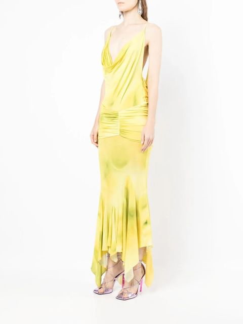 The Attico tie-dye ruched dress - Yellow
