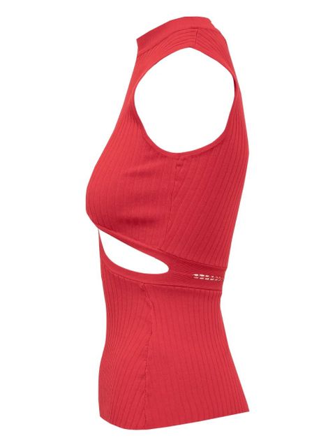 The Attico cut-out ribbed top - Red