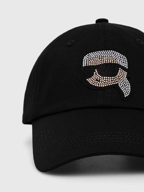Karl Lagerfeld czapka z daszkiem bawełniana kolor czarny z aplikacją