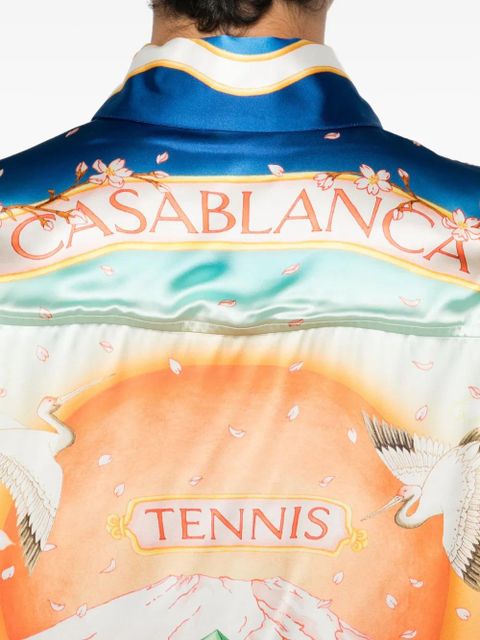 Casablanca crane-print midi dress - Blue