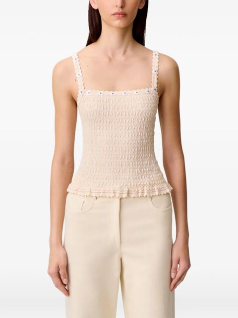 Claudie Pierlot floral-applique textured tank top - Neutrals