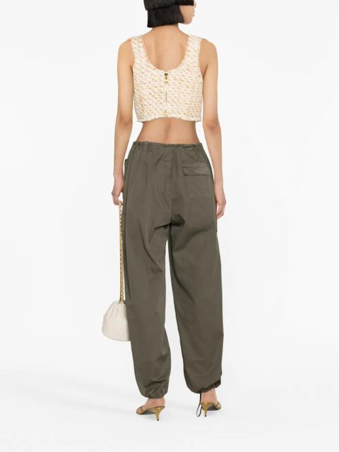 Balmain button-embellished tweed cropped top - White