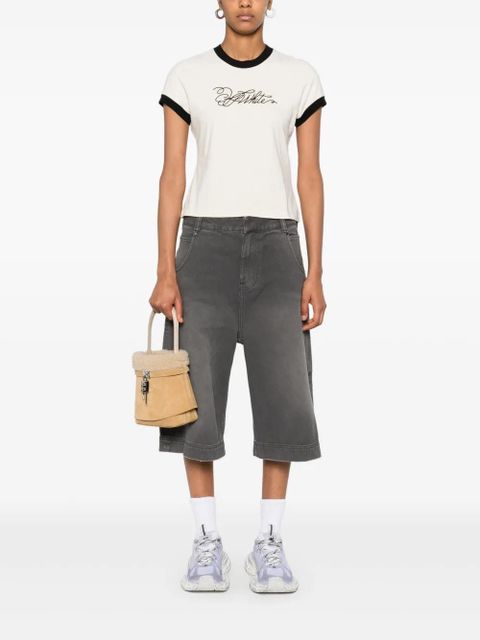 Off-White logo-embroidered T-shirt - Neutrals