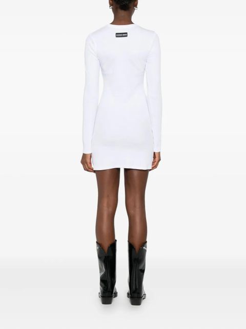 Marine Serre crew-neck long-sleeve dress - White