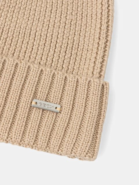 Geox czapka wełniana CELESTYE kolor beżowy W5660G T3310