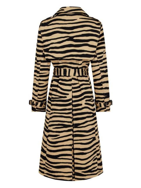 Rabanne tiger-print belted trench coat - Brown