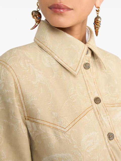 ETRO jacquard floral denim jacket - Neutrals