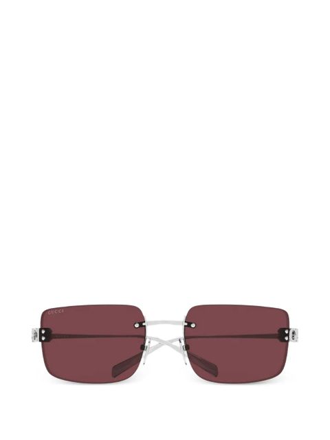 Gucci Eyewear rimless rectangle-frame sunglasses - Red - zdjęcie produktu nr 1