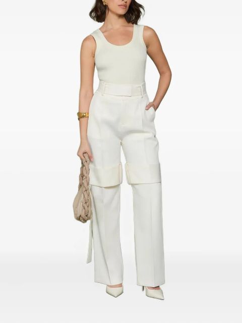Manière De Voir Isabelle belted strap-detail tailored trousers - Neutrals