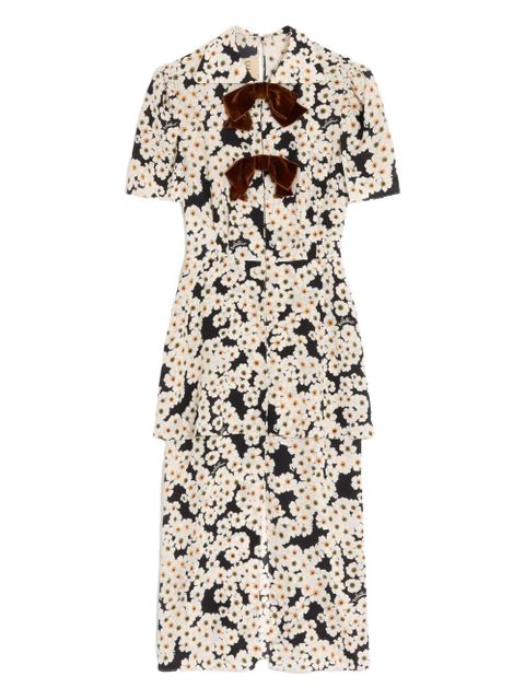 Valentino Garavani Primula-print bow-details midi dress - Black - zdjęcie produktu nr 1
