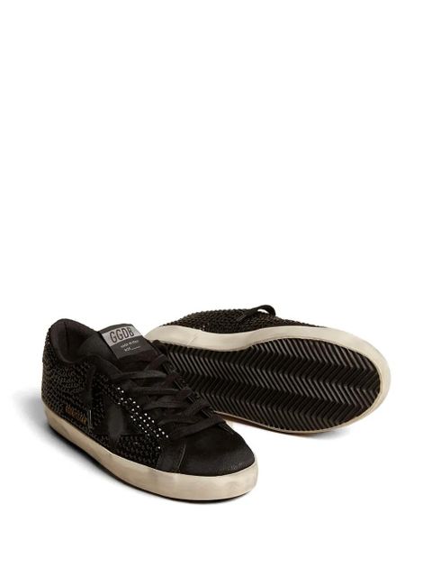 Golden Goose Super-Star in black suede with Swarovski crystals and black suede star sneakers