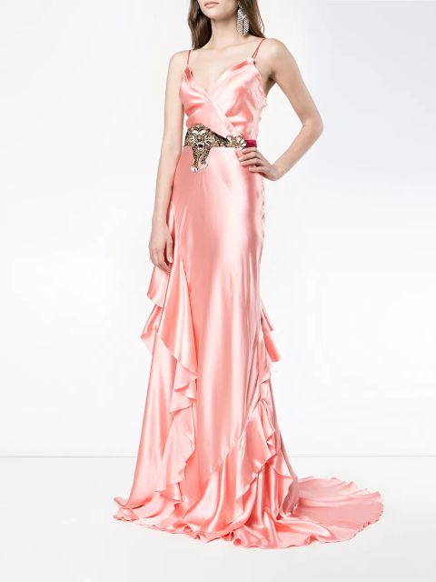 Gucci ruffle slip gown - Pink
