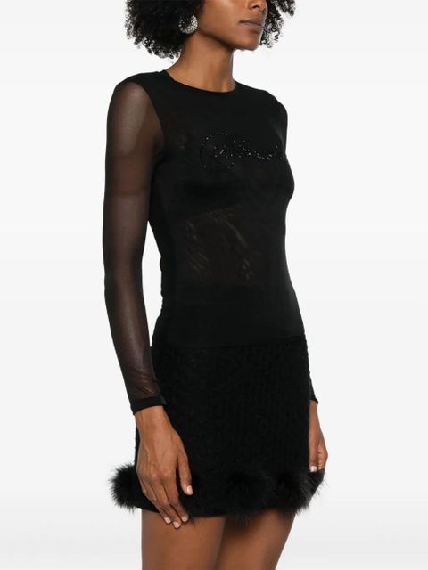 Blumarine rhinestone-logo T-shirt - Black