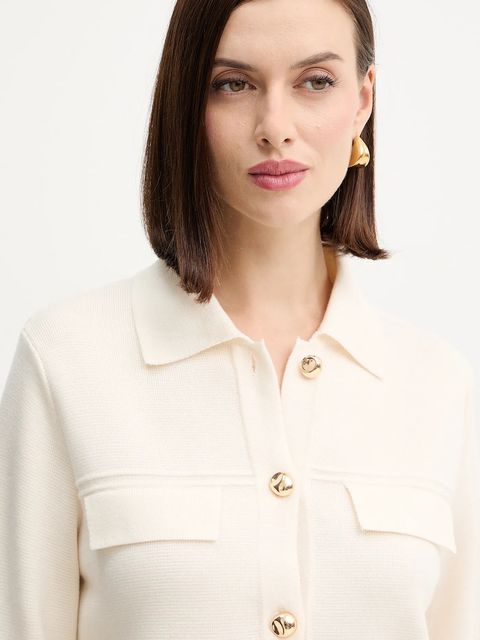 Morgan kardigan z domieszką wełny damski kolor beżowy lekki MIMDIE